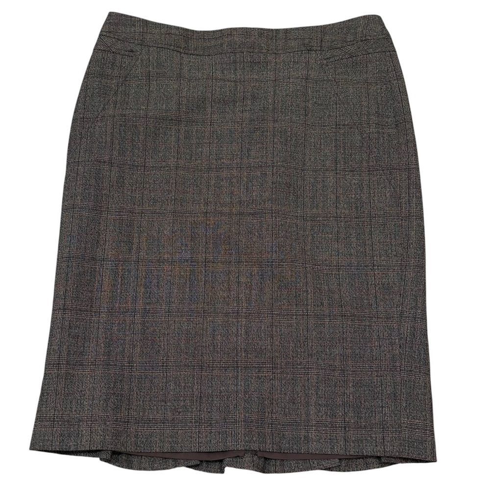 The Limited Vintage Brown Plaid Academia Pleated Back Wool Blend Skirt Size 2